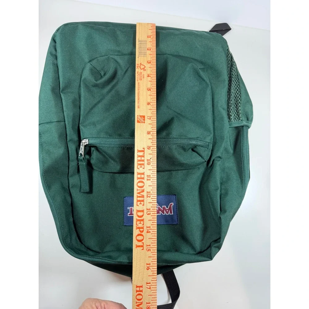 JanSport Cross Town Backpack Green Two Zipper Bottle Pocket School Travel